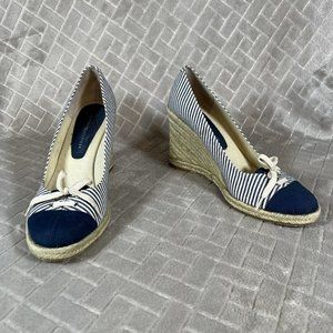 Tommy Hilfiger Womens 9 Wedge High Heels Espadrille Preppy Nautical Pin Up